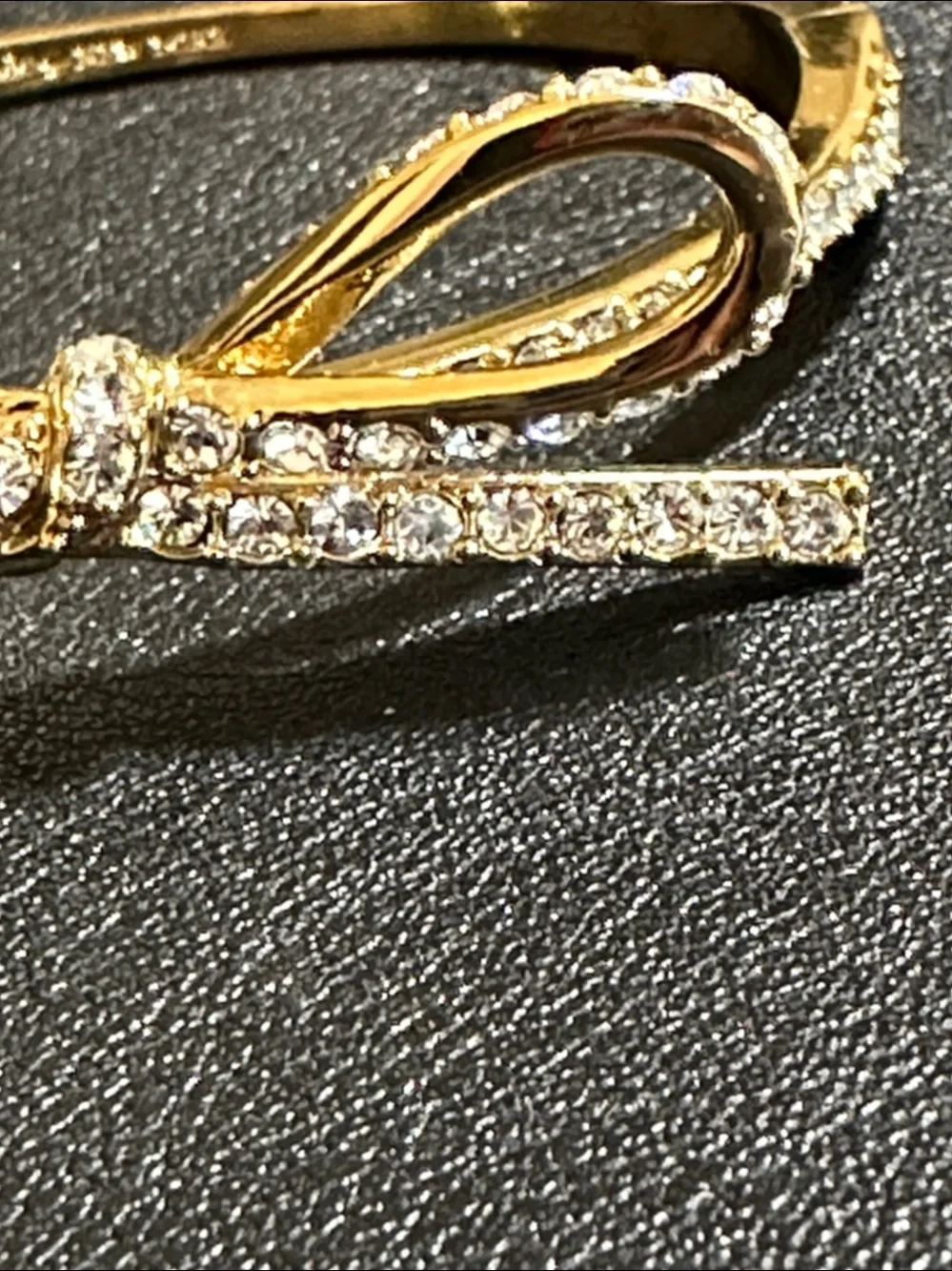 Kate Spade New York Skinny Mini Pave’ Gold Plate Bow Hinged Bangle Bracelet